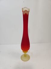Kanawa Thumbprint Swung Vase Color Satin 14.25 in Tall Amberina Red Yellow picture