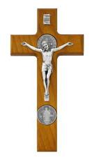 Walnut Stain Benedict Crucifix Size 9in Comes Boxed Made in the USA picture