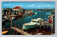 Martha's Vineyard MA-Massachusetts, the Basin, Fishing Village Vintage Postcard picture