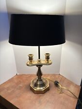 Vintage Chapman Brass Table Lamp With Oval Shade 18” From 1998 Double Sockets picture