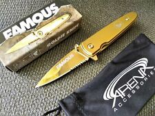 FSAS Famous Stars & Straps Goldie Pocket Knife Travis Barker Blink 182 Gold EDC picture
