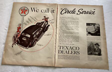 1937 Vintage Print Ad Texaco Circle Service Dealers 2 Full Pages Station Pumps picture