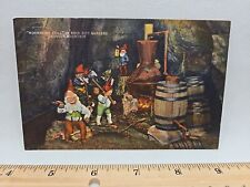 Vintage Linen Postcard Gnomes Working The Moonshine Still in Rocky City Gardens picture