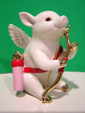 LENOX Cute as Cupid PIG Valentine sculpture Bow and Arrow  - NEW in BOX with COA picture