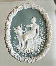 Vintage Jasperware wall plaque Cherubs Mythology Victorian Noveau Cupid Venus picture