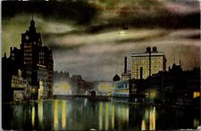 Postcard Riverfront from Oneida St. Bridge at Night Milwaukee Wisconsin WI  O633 picture