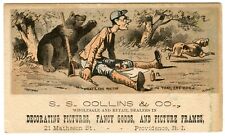 Victorian Trade Card - S. S. Collins & Co. Providence RI Fancy Goods Bear Humor picture