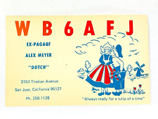 Vintage QSL Card Ham CB Amateur Radio Dutch Alex Meyer EX-PAGAGF WB6AFJ San Jose picture
