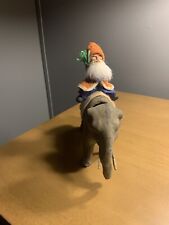 Antique Clay German Belsnickle Santa Rides Paper Mache Nodder Elephant picture