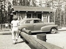XC Photograph View From Behind Beautiful Mystery Woman Old Car 1950 Short Hair picture