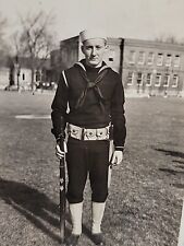 RPPC Postcard US WWII Era 1940's Photo Navy Sailor W/Weapon 