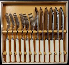 Vintage KB Fine Quality Cutlery, Sheffield, 12 pc Chrome Fish Knives & Forks set picture