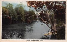 Clinton IA Iowa Mississippi River Boats Serene Scenic View c1915 Vtg Postcard M4 picture