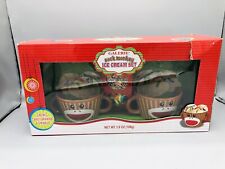 Sock Monkey Ice Cream Soup Cereal Bowls Double Handled Set Galerie New in Box picture