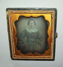 Antique 19th C 1860's Daguerreotype Woman Photograph 1/6 Plate Photo Dag Beauty picture