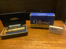 Vintage 40’s Gillette Gold Tech Razor EXC Cond Box & Unopened Gillette x2 Blades picture