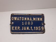 Vintage Bicycle License from Owatonna, MINN from 1959 picture