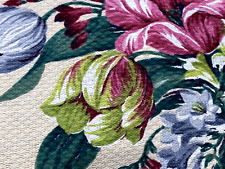 1930's Hollywood Regency Floral GLAM Authentic NUBBY Barkcloth Vintage Fabric picture