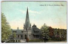 1913 SALISBURY MARYLAND ASBURY M E CHURCH POSTCARD*TO DELMAR DELAWARE*LAYFIELD picture