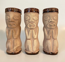 Set of 3 Vintage PMP Ceramic Tiki Mugs / Vases Peanut Pattern 7
