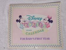 Disney Babies First Year Calendar W/ 91 Sickers By Gibson 1991 Vintage *Unused* picture