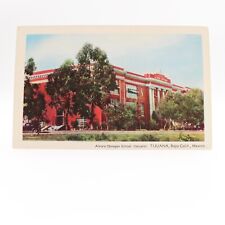 1940s Alvaro Obregon School (Escuela) Old Car Tijuana BCN Mexico Postcard picture