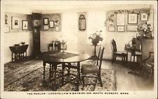 RPPC Parlor Longfellow's Wayside Inn Massachusetts ~ 1926-40 real photo postcard picture