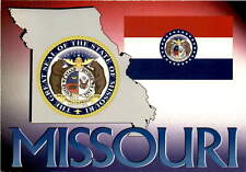 The postcard features the Missouri seal with bears, eagle, and state motto. picture