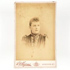 Hoboken New York Cabinet Card c1875 Ornate Plaid Dress Girl Magnus Photo A3869 picture