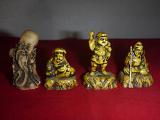 Vintage Lot Of 4 Asian Oriental Figures Statues Carved Resin ? 2-3