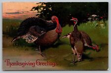 Postcard Thanksgiving Greetings Wild Turkeys picture