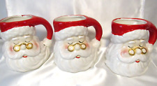 3 Kringles Kitchen Christmas Ceramic Large Santa Face Mugs 5 ½