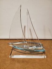 Acrylic Clear Lucite SAILBOAT Sculpture Figure Artist Signed J Penri Dated 1996 picture