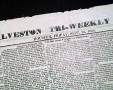 Rare CONFEDERATE Houston TX Texas & Nearby Galveston Civil War 1864 Newspaper picture