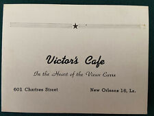 Victor's Cafe Restaurant Business Card New Orleans 1947 Blind Lady Moore Music picture