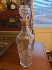 Vintage MCM 1960s Clear Glass Decanter With Brick Pattern. picture