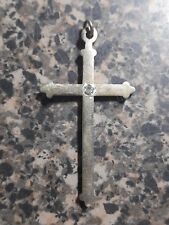 Vintage Cross Silver Toned Medal + picture
