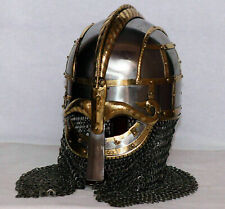 Medieval Steel Viking Vendel Helmet With Chain mail Hand Forged SCA picture