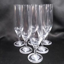 6 Gorgeous Orrefors Clear Crystal Champagne Flutes w Frosted Elliptical Bases picture