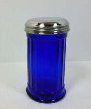 Vtg Cobalt Blue Glass Restaurant Style Sugar Pourer Dispenser Shaker Ribbed picture