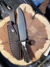 Old West Western Antler Ijk Knives Bowie Knife Carbon Steel Custom Sheath picture