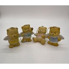 Tiny Vintage Homco 4 Piece Angel Bear Christmas Tree Ornaments picture