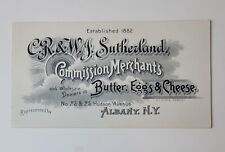 C.R. & W.J. SUTHERLAND BUTTER EGGS CHEEZE MERCHANTS ADVERTISING CARD ALBANY NY picture
