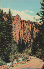 Palisades In Cimarron Canyon, New Mexico -Unposted Linen Divided Back Postcard picture