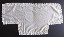 Vintage Embroidery & Rose Filet Lace Fine Linen T shape Tablecloth Cover 35x18