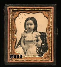 1/9 Daguerreotype Cute Little Girl Ringlet Curls ID'd Massachusetts Photographer picture