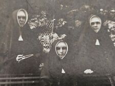 Antique Photo Of 3 Nuns. Kinda Creepy. Photo On Board.  picture