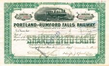 Portland and Rumford Falls Railway Co. - Stock Certificate - Railroad Stocks picture