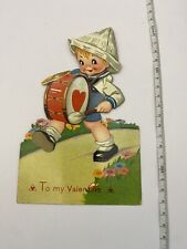 Antique Valentine Standee German Drummer Boy Unused Vintage Card picture