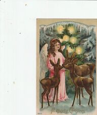 A Merry Christmas Embossed Angel & Deer, Postmarked 1912 at BOYDS, Maryland picture